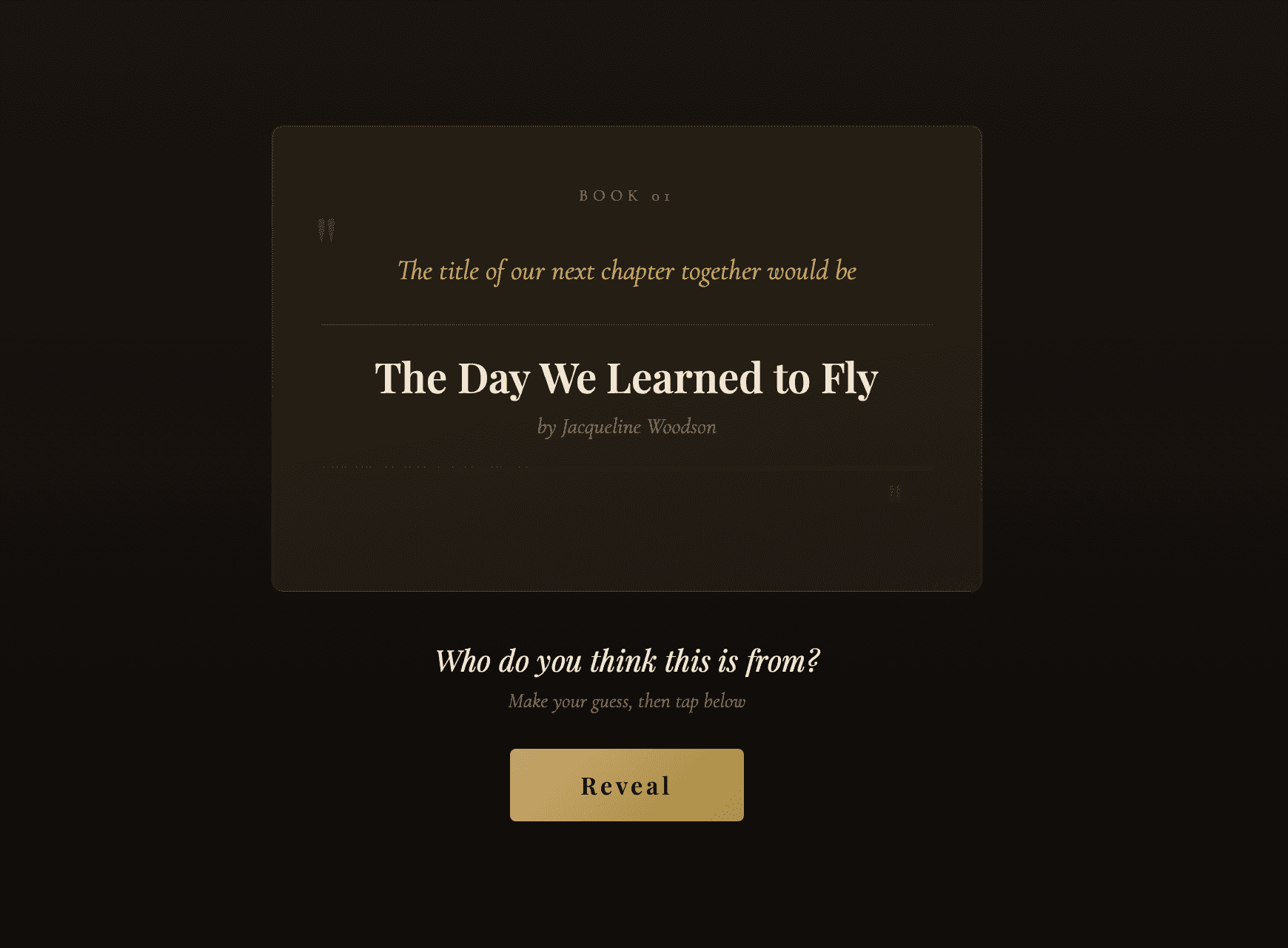 Reading the prompt and guessing who sent the book